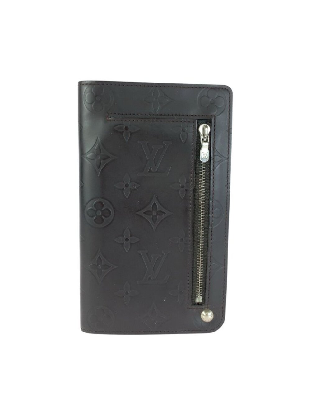 Louis Vuitton Monogram Glace Hoist Brown Silver Leather Wallet